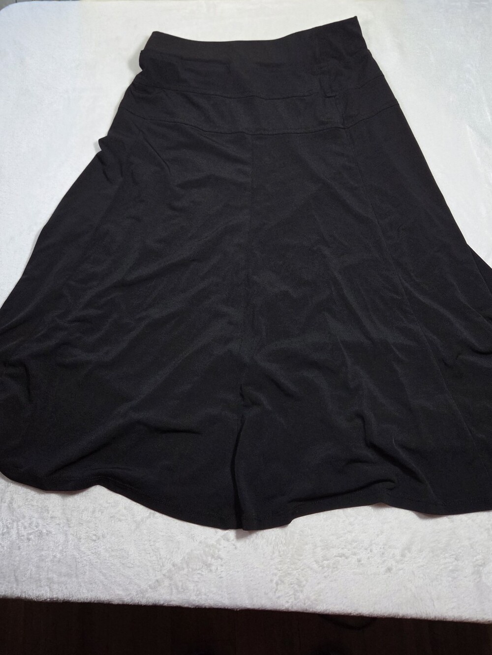 Dressbarn Black Knit A-Line Midi Skirt Flared Panel Stretch Pull-On Size S - Picture 2 of 6